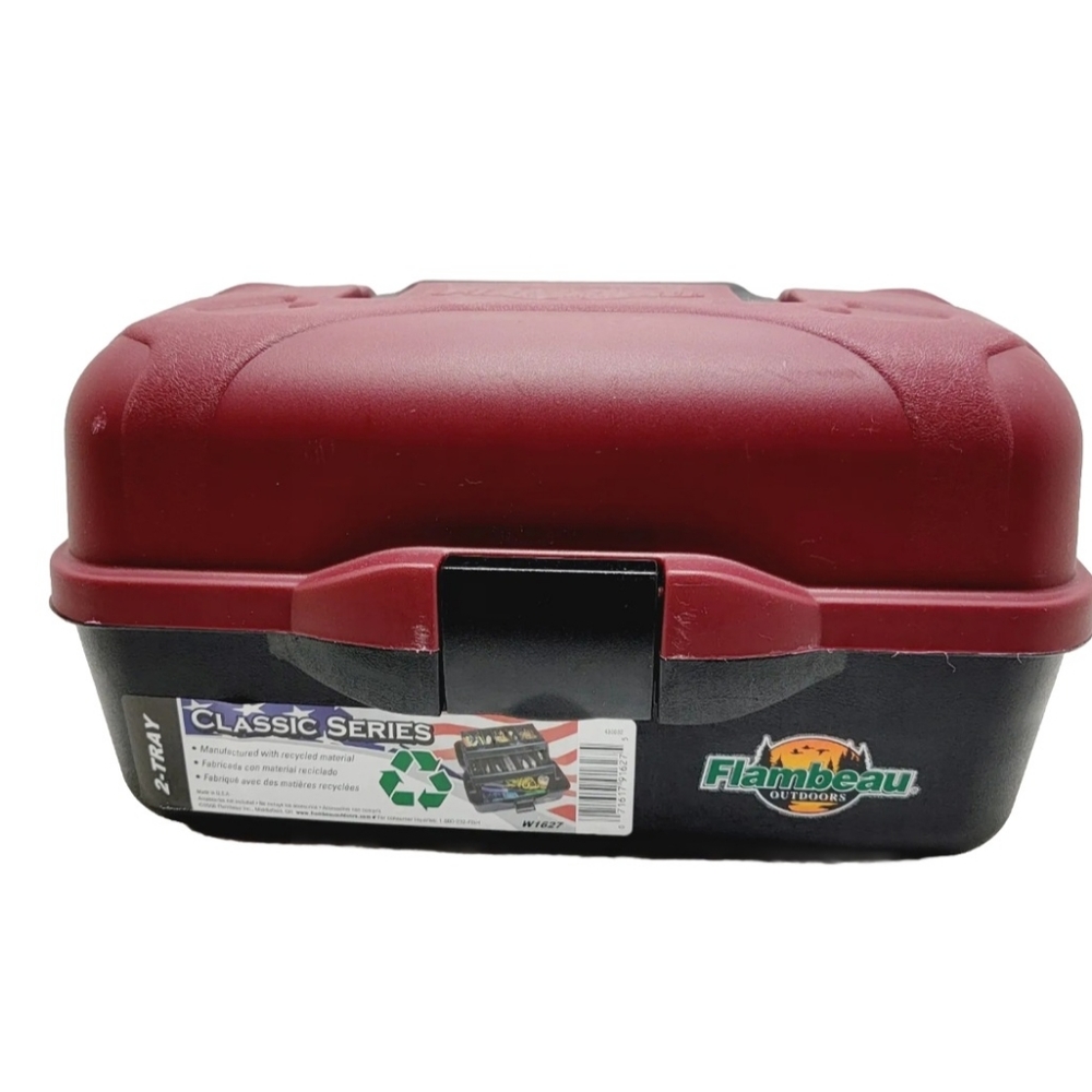 Flambeau Outdoors Classic Series 2 Tray Dividers Fishing Tackle Box Dark Red